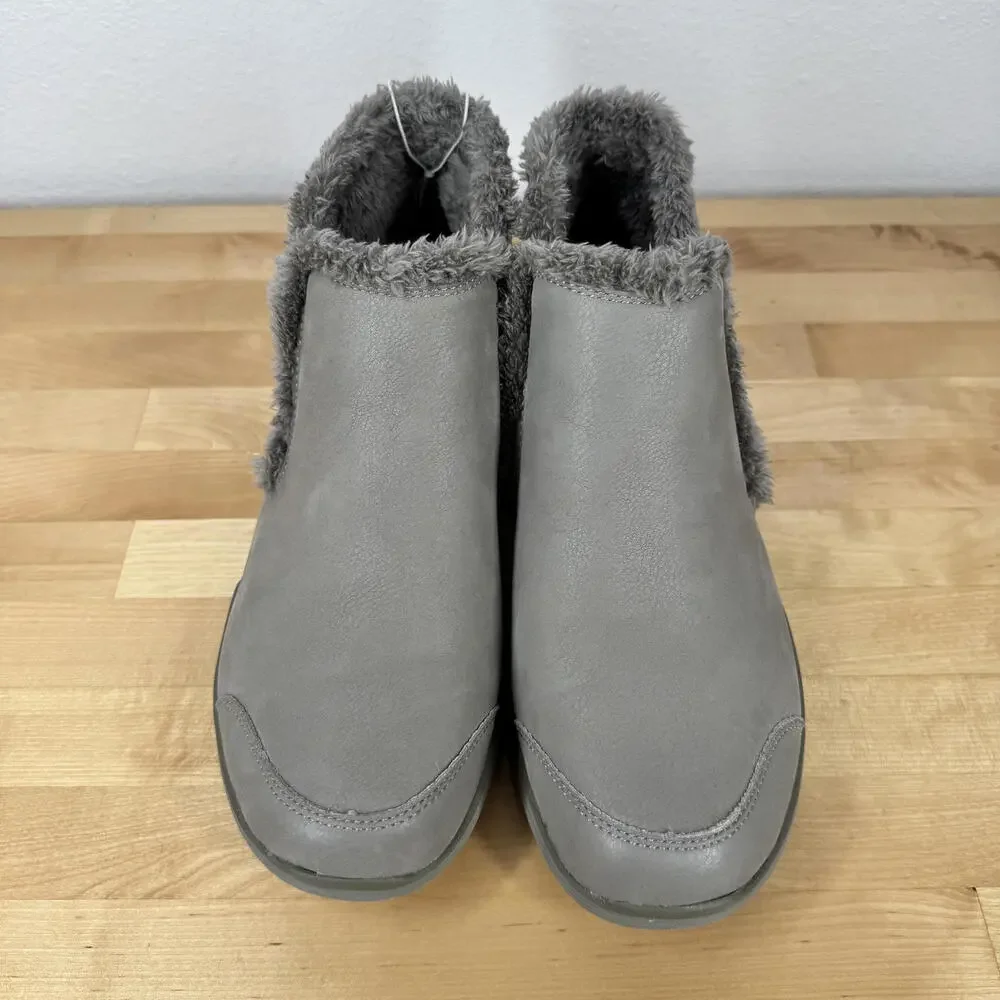 Ryka Namaste Women's Ankle Boots with Faux Fur Lining‎ Grey Gray Slip On sz9